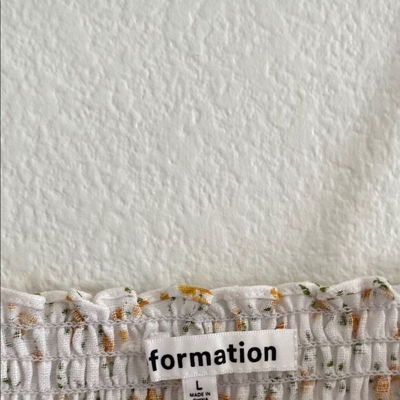 Reformation Miles Floral Yellow & White Ribbon Wrap Smocked Linen Dress Large - Picture 3 of 10